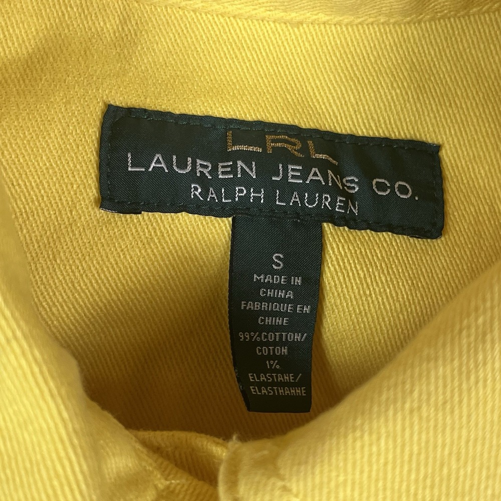LRL Lauren Jeans Co Ralph Lauren Denim Jacket Women Small Yellow Pockets - Picture 2 of 7